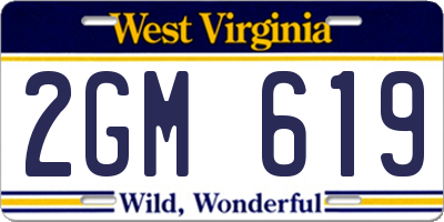 WV license plate 2GM619