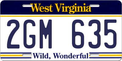 WV license plate 2GM635