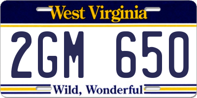 WV license plate 2GM650