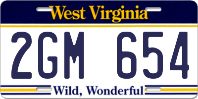 WV license plate 2GM654