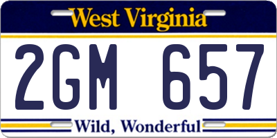 WV license plate 2GM657
