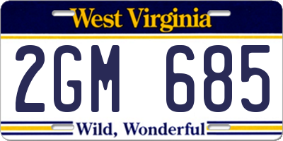 WV license plate 2GM685