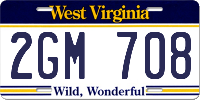 WV license plate 2GM708