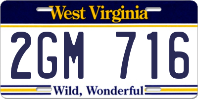 WV license plate 2GM716