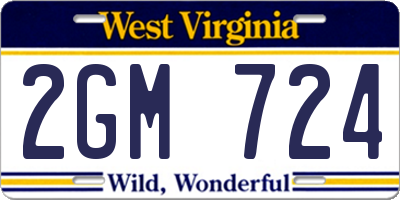 WV license plate 2GM724