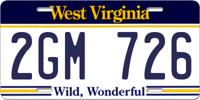 WV license plate 2GM726