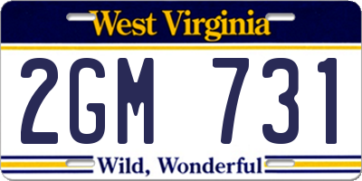 WV license plate 2GM731