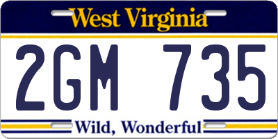 WV license plate 2GM735