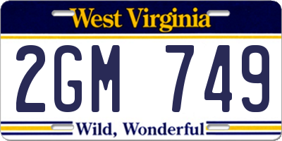 WV license plate 2GM749