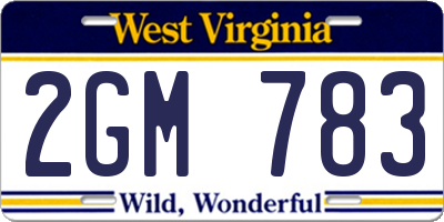 WV license plate 2GM783