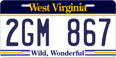 WV license plate 2GM867