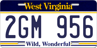 WV license plate 2GM956