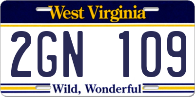 WV license plate 2GN109