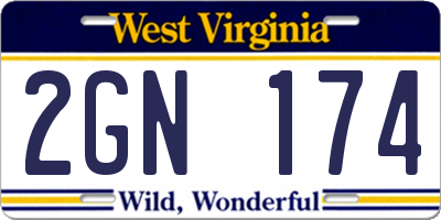 WV license plate 2GN174
