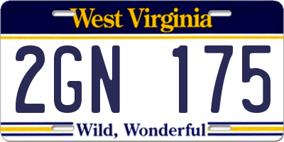 WV license plate 2GN175