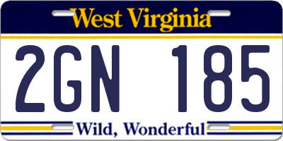 WV license plate 2GN185