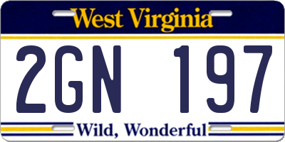WV license plate 2GN197