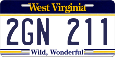 WV license plate 2GN211