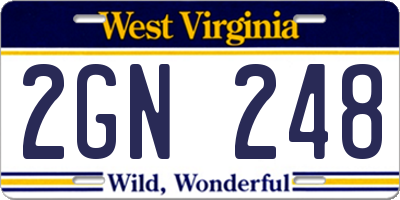 WV license plate 2GN248