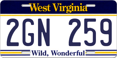 WV license plate 2GN259