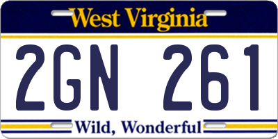 WV license plate 2GN261