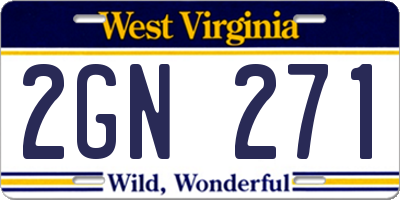 WV license plate 2GN271