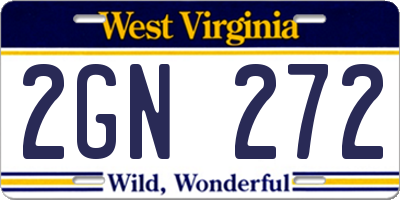 WV license plate 2GN272