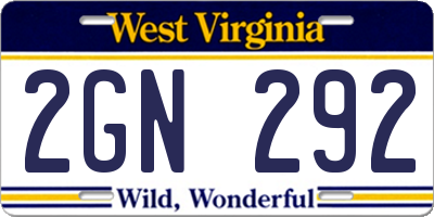 WV license plate 2GN292