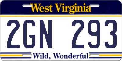 WV license plate 2GN293