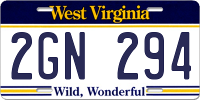 WV license plate 2GN294