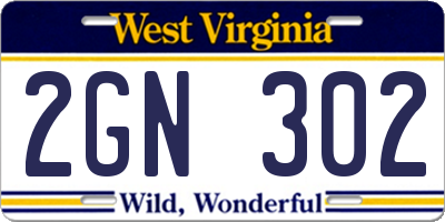 WV license plate 2GN302