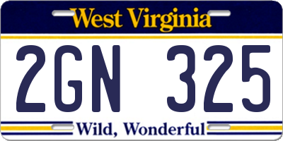 WV license plate 2GN325