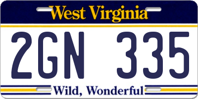 WV license plate 2GN335