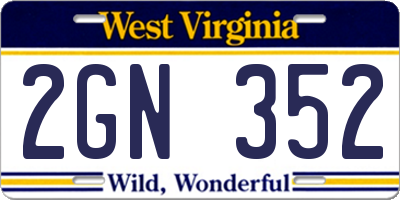 WV license plate 2GN352