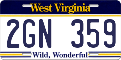 WV license plate 2GN359