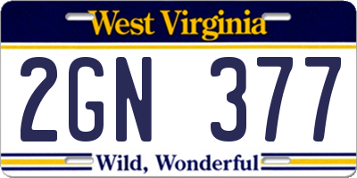 WV license plate 2GN377