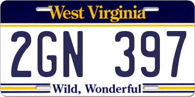 WV license plate 2GN397
