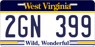 WV license plate 2GN399