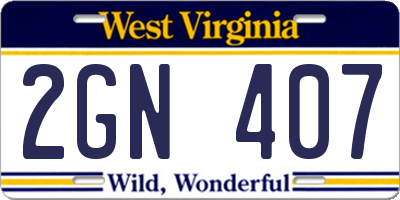 WV license plate 2GN407