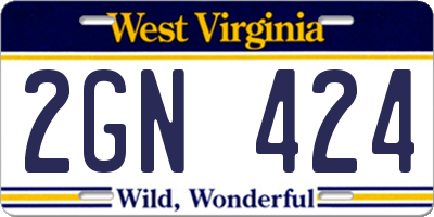 WV license plate 2GN424