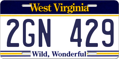 WV license plate 2GN429