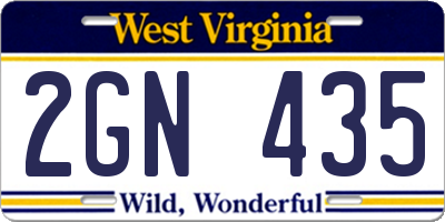 WV license plate 2GN435
