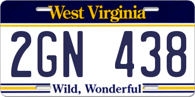 WV license plate 2GN438