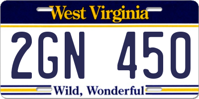 WV license plate 2GN450