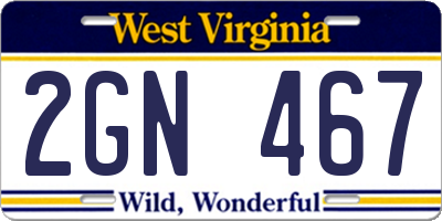 WV license plate 2GN467