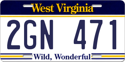 WV license plate 2GN471