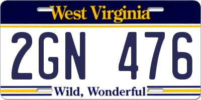 WV license plate 2GN476