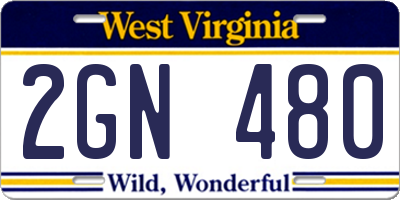WV license plate 2GN480
