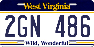 WV license plate 2GN486