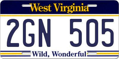 WV license plate 2GN505